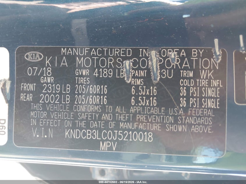 2018 KIA NIRO SPORT UTILITY VEHICLE 1.6L I-4 DI, DOHC, VVT, 104HP