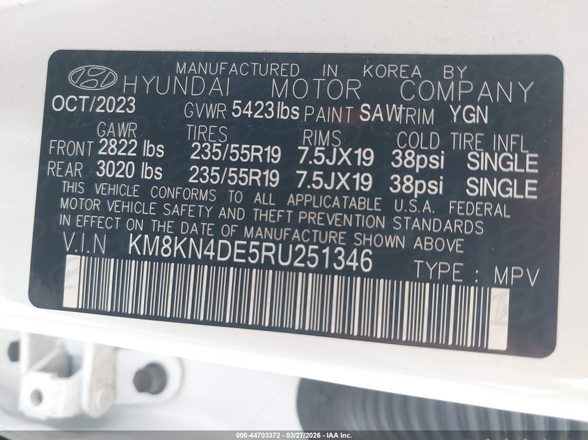 2024 Hyundai Ioniq 5 Sel VIN: KM8KN4DE5RU251346 Lot: 44703372