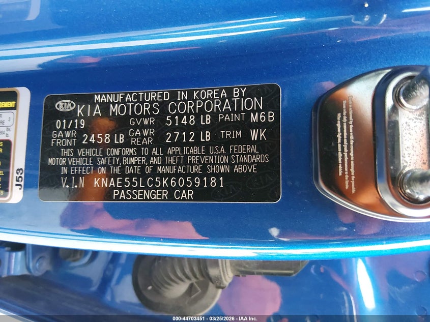 2019 Kia Stinger Gt2 VIN: KNAE55LC5K6059181 Lot: 44703451