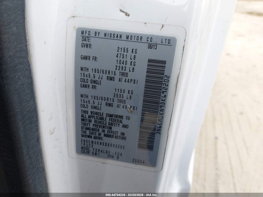 2013 Nissan Nv200 Sv