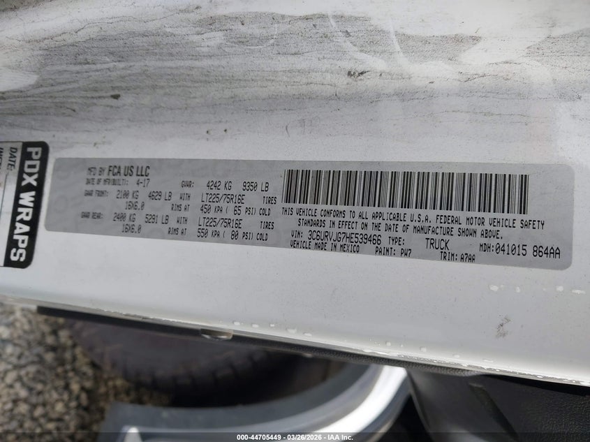 2017 Ram Promaster 3500 Cargo Van High Roof 159 Wb Ext