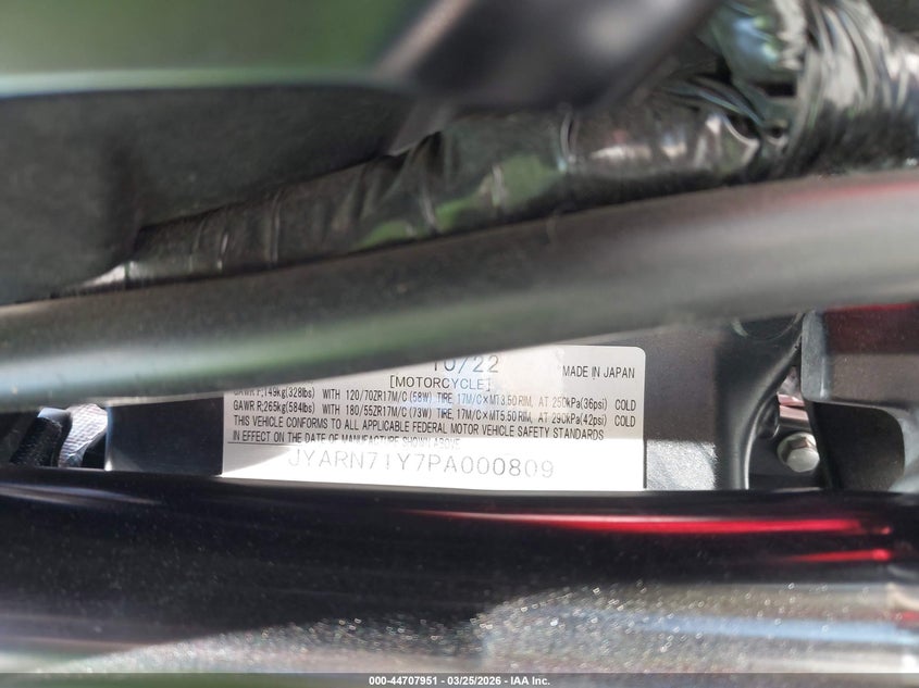 2023 Yamaha Mt09 C VIN: JYARN71Y7PA000809 Lot: 44707951