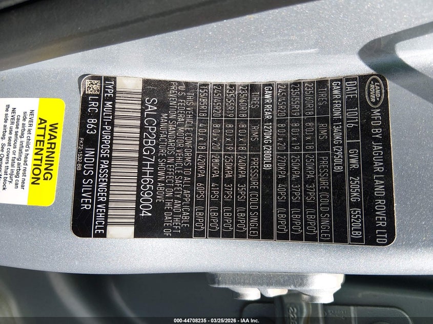 2017 Land Rover Discovery Sport Se VIN: SALCP2BG7HH659004 Lot: 44708235