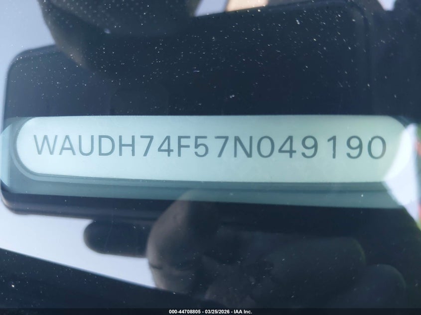 2007 Audi A6 3.2 VIN: WAUDH74F57N049190 Lot: 44708805
