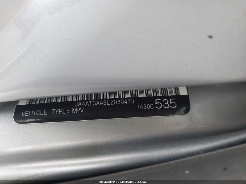 2020 Mitsubishi Eclipse Cross Es 1.5T Awc VIN: JA4AT3AA6LZ030473 Lot: 44709315