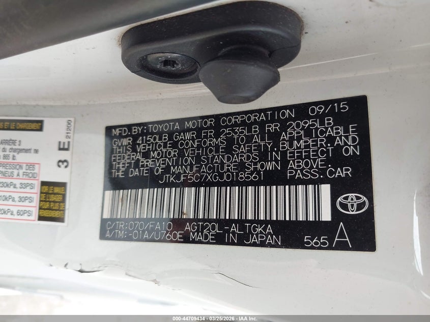 2016 SCION TC COUPE 2.5L I-4 DOHC, VVT, 179HP