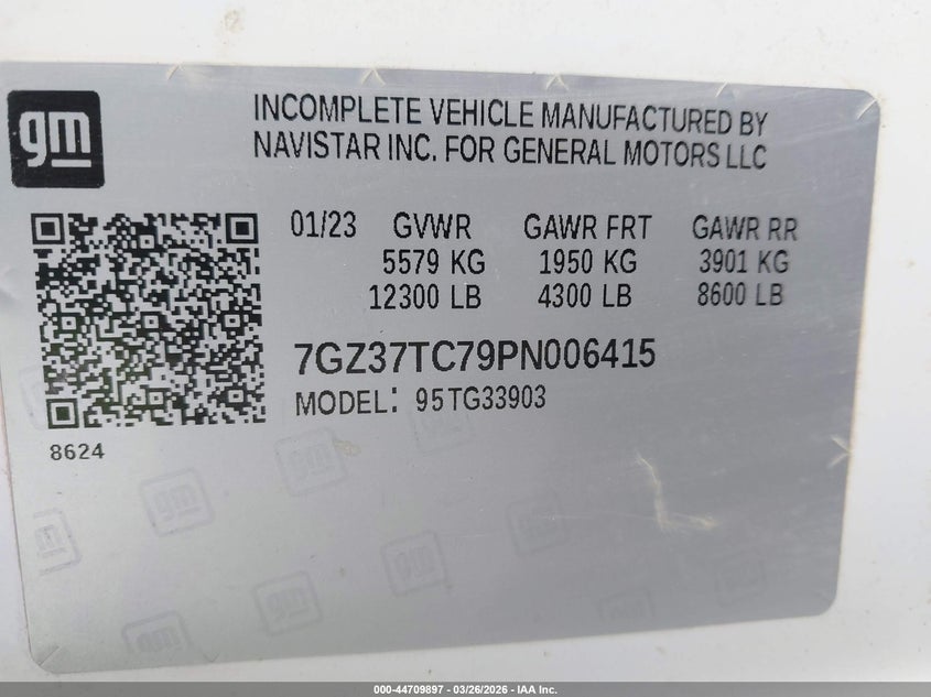 2023 Gmc Savana Cutaway Work Van white Lot 111044709897 Vin 7GZ37TC79PN006415
