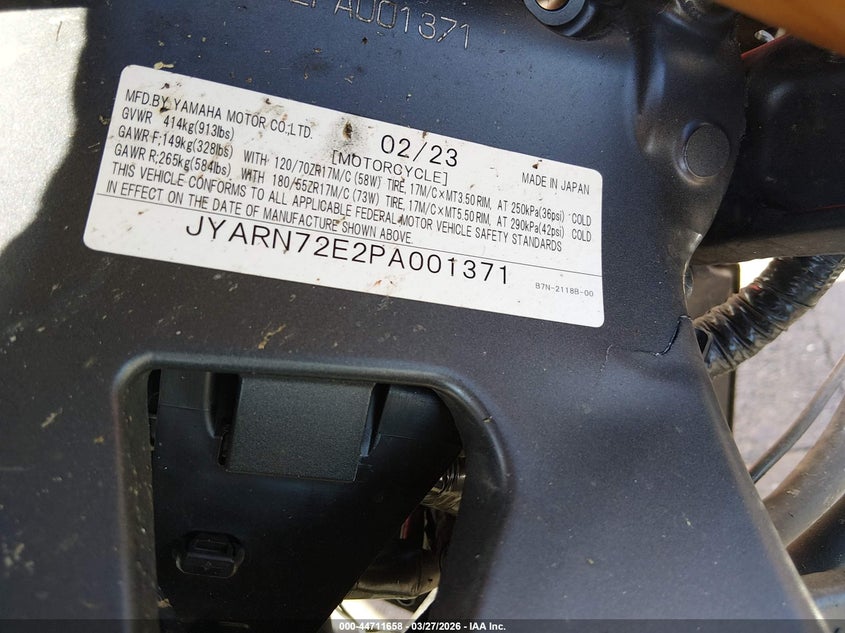 2023 Yamaha Mt09 D VIN: JYARN72E2PA001371 Lot: 44711658