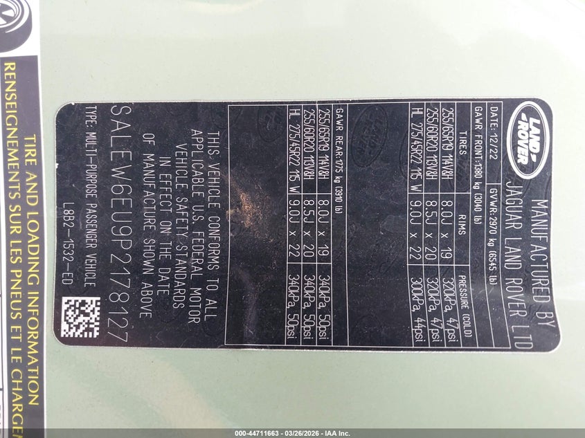 VIN: SALEW6EU9P2178127 2023 LAND ROVER DEFENDER 90 75TH EDITION
