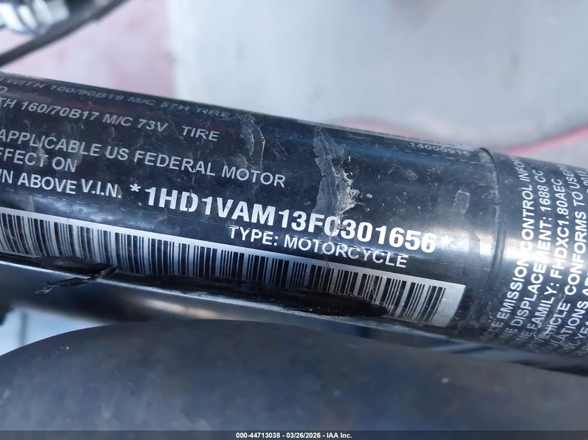 2015 Harley-Davidson Fxdbp Dyna Street Bob VIN: 1HD1VAM13FC301656 Lot: 44713038