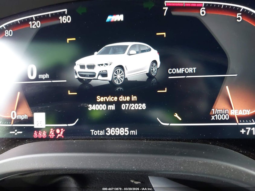 2021 BMW X4 xDrive30I VIN: 5UX2V1C06M9F26017 Lot: 44713879