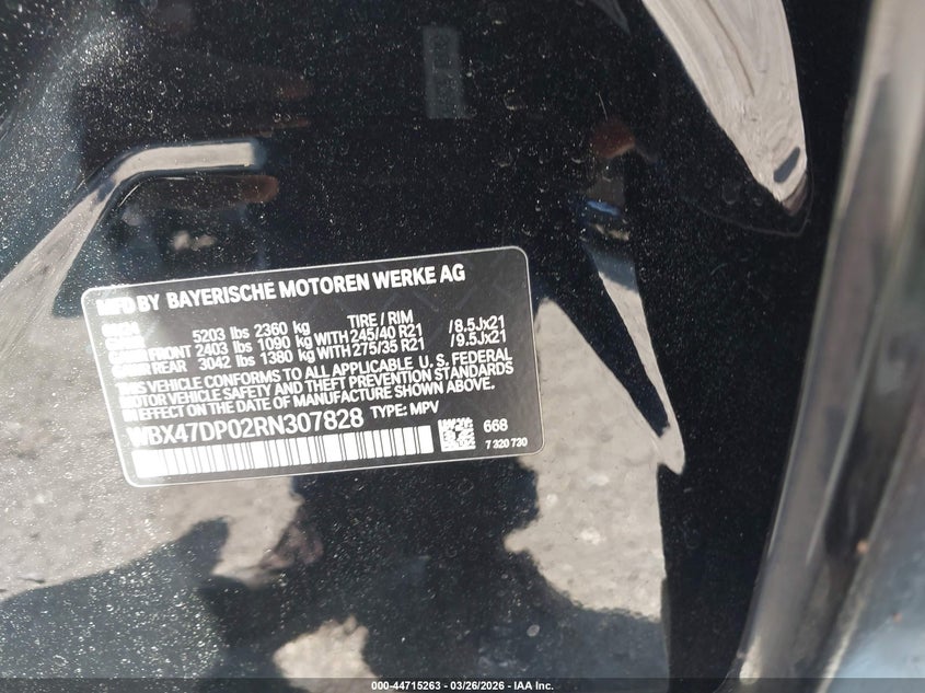 BMW X3 2024 VIN WBX47DP02RN307828