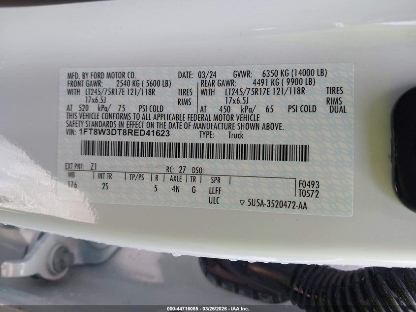 2024 FORD F-350 (VIN: 1FT8W3DT8RED41623