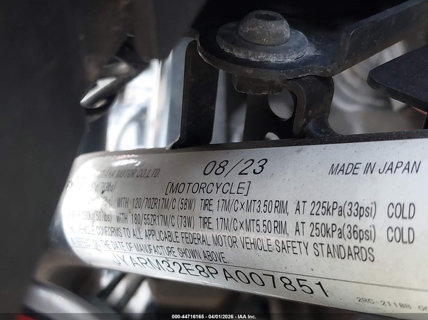 2023 Yamaha Mt07 VIN: JYARM32E8PA007851 Lot: 44716165