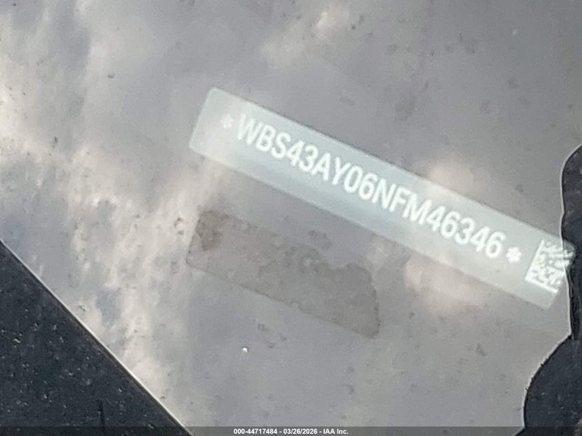 2022 BMW M3 Competition xDrive VIN: WBS43AY06NFM46346 Lot: 44717484