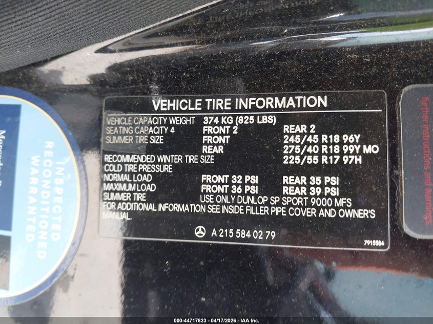 2001 Mercedes-Benz Cl 500 VIN: WDBPJ75J31A015544 Lot: 44717823