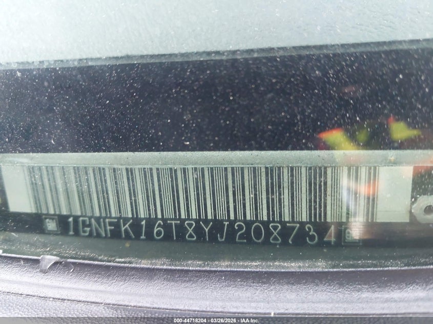 2000 Chevrolet Suburban 1500 Ls VIN: 1GNFK16T8YJ208734 Lot: 44718204