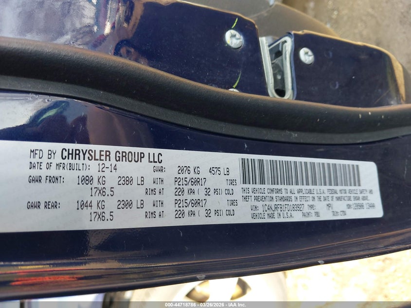 JEEP PATRIOT 2015 VIN 1C4NJRFB1FD183927