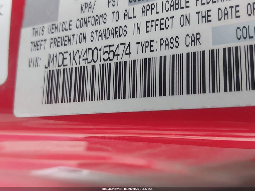 2013 Mazda Mazda2 Sport VIN: JM1DE1KY4D0155474 Lot: 44719719