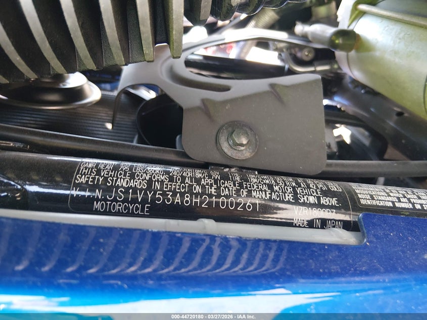 2017 Suzuki Vzr1800 VIN: JS1VY53A8H2100261 Lot: 44720180