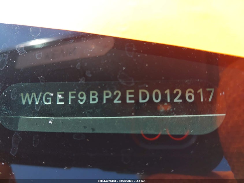 2014 Volkswagen Touareg 3.6L Lux VIN: WVGEF9BP2ED012617 Lot: 44720434