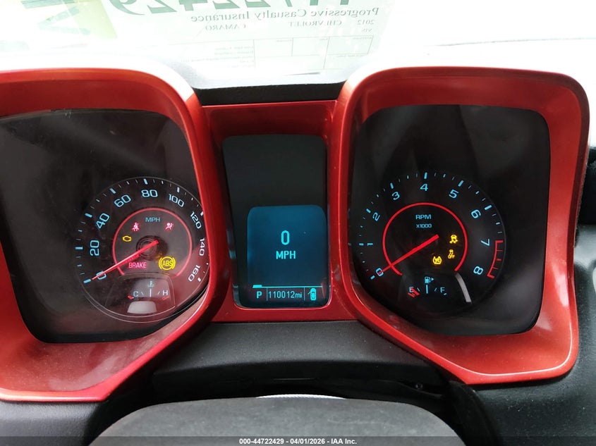 2012 Chevrolet Camaro 3.6 1Lt red Lot 111044722429 Vin 2G1FB1E36C9184098