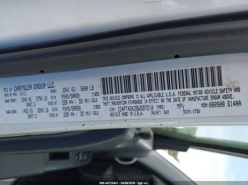 2011 Dodge Nitro Heat VIN: 1D4PT4GK2BW597210 Lot: 44723441