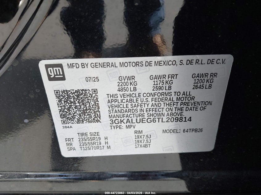 2026 GMC TERRAIN 1.5L I-4 DI, DOHC, V(VIN: 3GKALUEG6TL209814