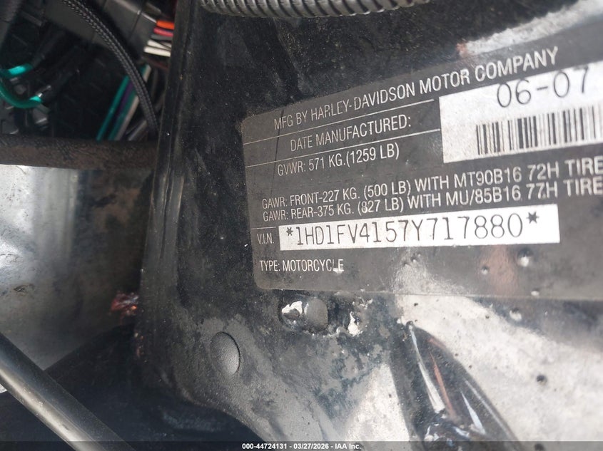 2007 Harley-Davidson Flht VIN: 1HD1FV4157Y717880 Lot: 44724131