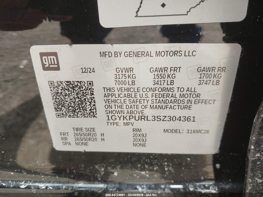 2025 Cadillac Lyriq Sport 1 Rwd VIN: 1GYKPURL3SZ304361 Lot: 44724681