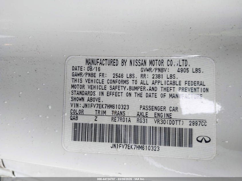 2017 Infiniti Q60 3.0T Red Sport 400 VIN: JN1FV7EK7HM610323 Lot: 47352946