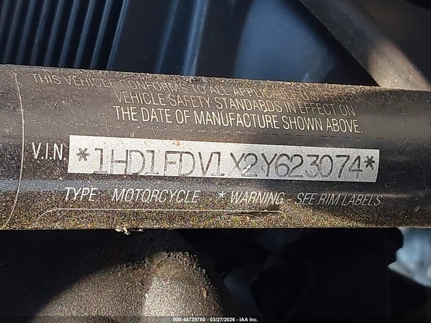 2002 Harley-Davidson Flhr VIN: 1HD1FDV1X2Y623074 Lot: 44725780