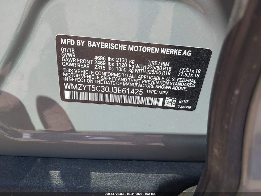 2018 Mini Countryman Cooper S VIN: WMZYT5C30J3E61425 Lot: 44726466