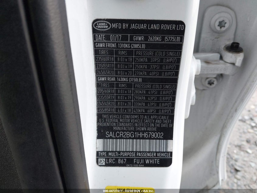 2017 Land Rover Discovery Sport Hse VIN: SALCR2BG1HH679002 Lot: 44727411