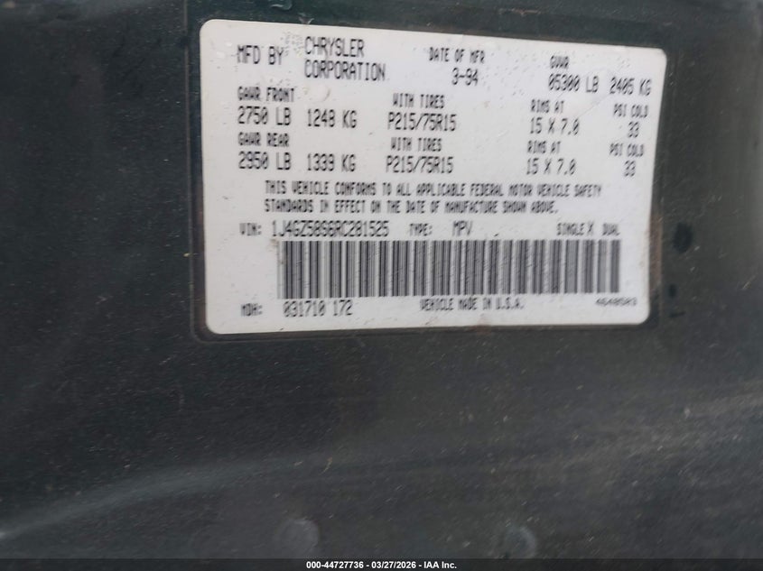 1994 Jeep Grand Cherokee Laredo VIN: 1J4GZ58S6RC281525 Lot: 44727736