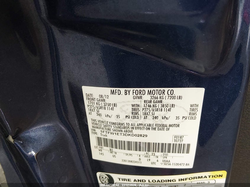 2013 FORD F-150 TRUCK 3.5L V-6 DI, DOHC, VVT, TURBO, 365HP