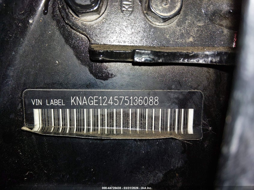 2007 Kia Optima Ex V6 VIN: KNAGE124575136088 Lot: 44728438