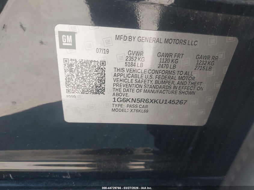 2019 Cadillac Ct6 Sport VIN: 1G6KN5R6XKU145267 Lot: 44729766