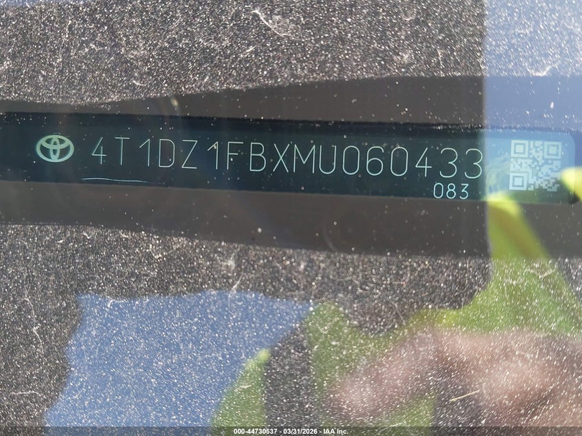 2021 Toyota Avalon Limited VIN: 4T1DZ1FBXMU060433 Lot: 44730537