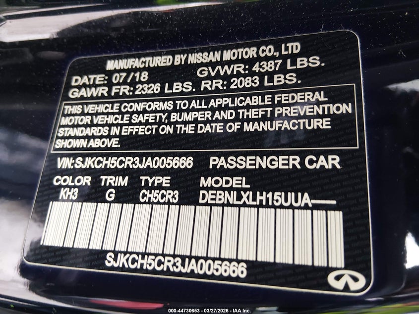 2018 Infiniti Qx30 Luxe VIN: SJKCH5CR3JA005666 Lot: 44730653