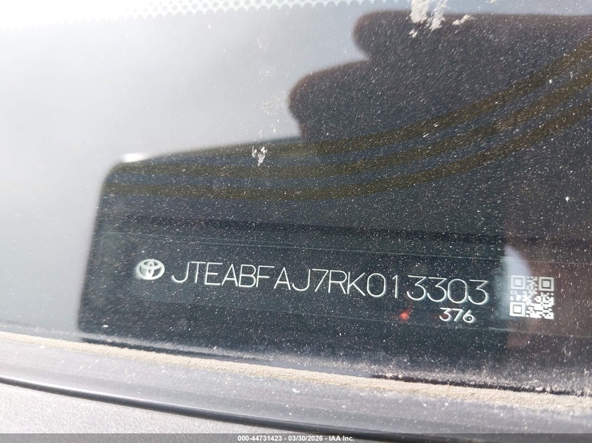 2024 Toyota Land Cruiser VIN: JTEABFAJ7RK013303 Lot: 44731423