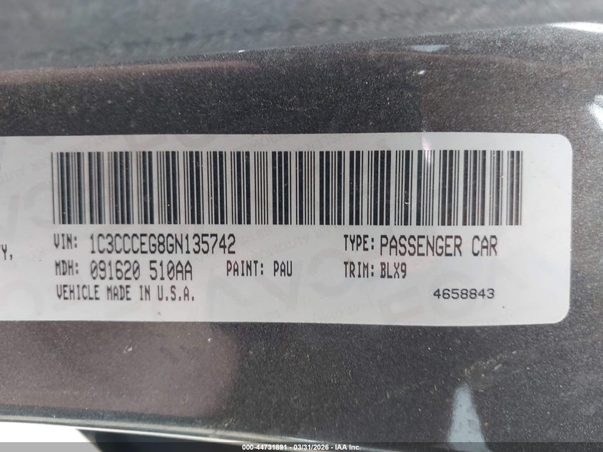 1C3CCCEG8GN135742 2016 Chrysler 200 3.6 grey