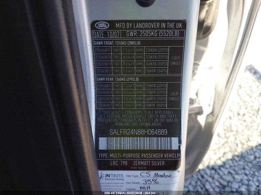 2008 Land Rover Lr2 Hse VIN: SALFR24N88H064889 Lot: 44732604