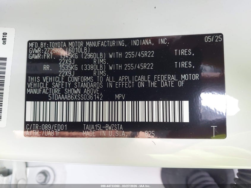 2025 Lexus Tx 350 F Sport Handling VIN: 5TDAAAB6XSS036142 Lot: 44733360