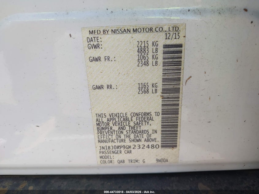 2016 Infiniti Qx50 VIN: JN1BJ0RP9GM232480 Lot: 44733518