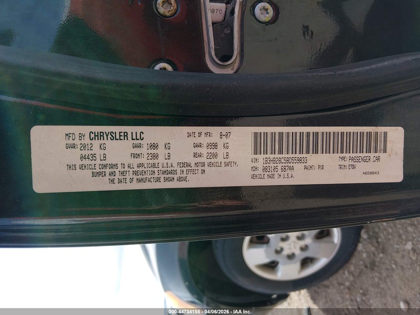 2008 Dodge Caliber Se VIN: 1B3HB28C58D559833 Lot: 44734155