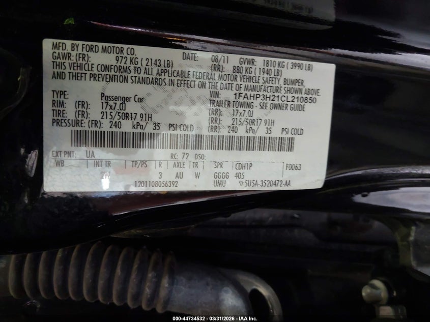 1FAHP3H21CL210850 2012 Ford Focus 2.0 Sel black