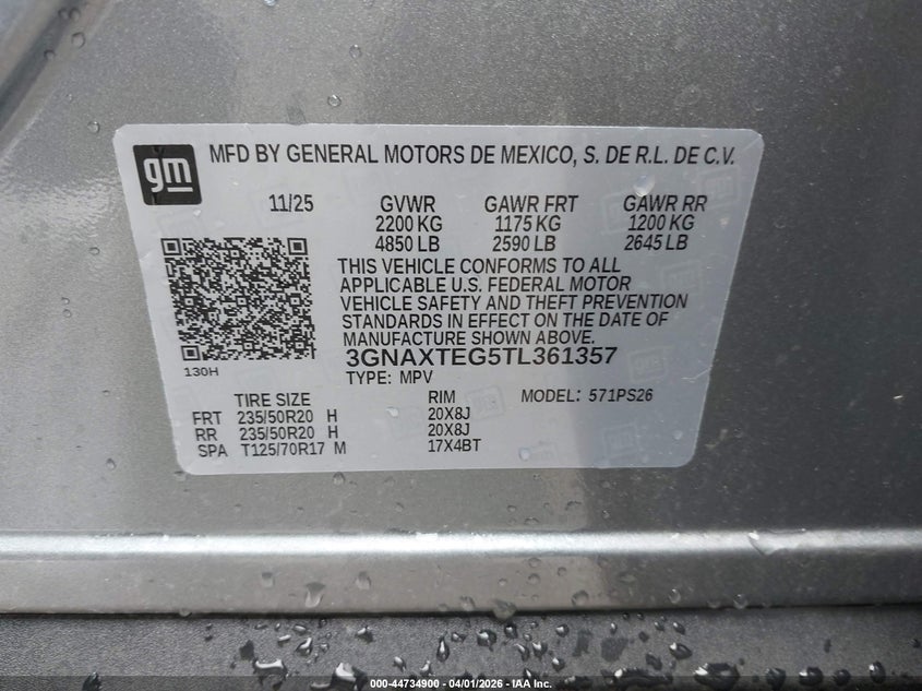 2026 CHEVROLET EQUINOX SPORT UTILITY VEHICLE 1.5L I-4 DI, DOHC, VVT, TURBO, 175HP