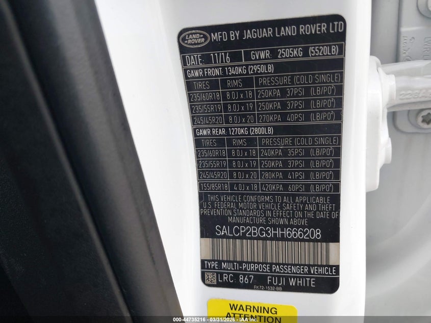 2017 Land Rover Discovery Sport Se VIN: SALCP2BG3HH666208 Lot: 44735216