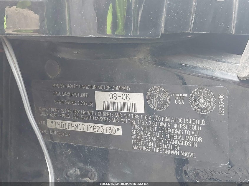 2007 Harley-Davidson Flhpi VIN: 1HD1FHM177Y623730 Lot: 44735852